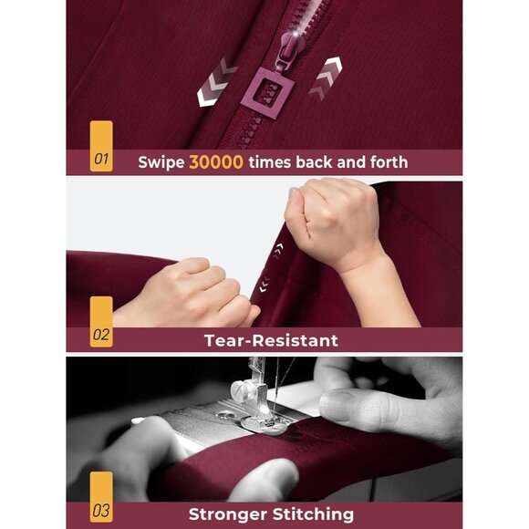 Women's Red Waterproof Long Raincoat Outdoor Windbreaker Jacket with Hood - Picture 5 of 7